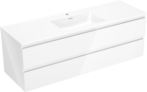 Mexen Orio bathroom cabinet 140 cm with Otis washbasin, 2 drawers, white gloss - 91A10-14047-2-BFF00-W18M00