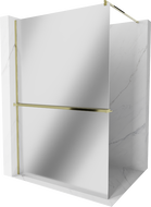 Mexen Kioto+ ścianka prysznicowa z półką Walk-in 120 x 200 cm, lustro, złota - 800-120-121-50-50