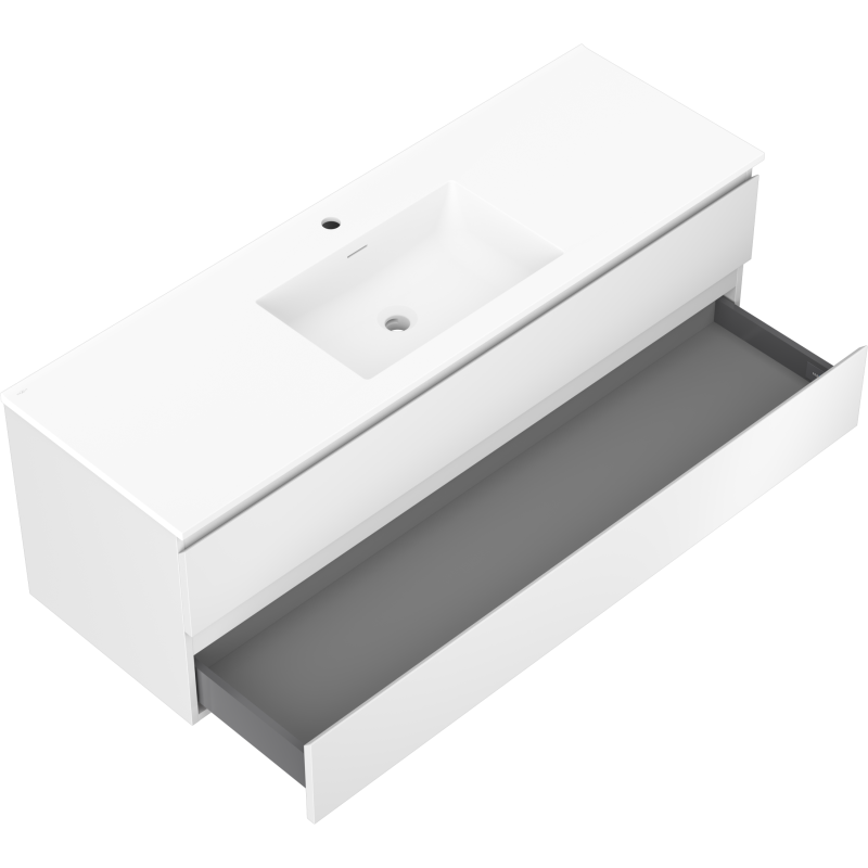 Mexen Orio meuble de salle de bains 140 cm avec lavabo Otis, 2 tiroirs, blanc mat - 91A10-14047-2-BFF01-W18M01