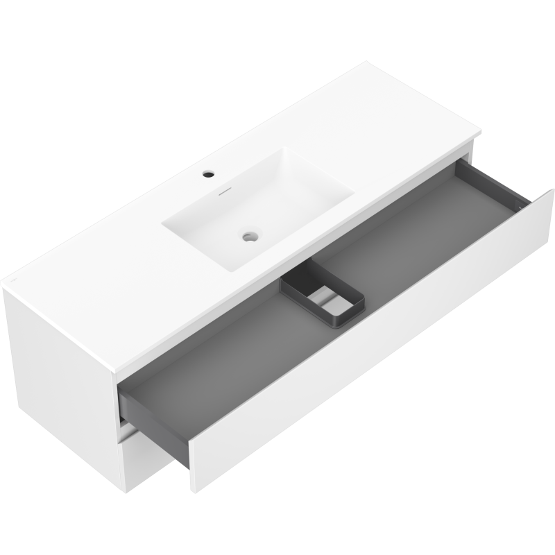 Mexen Orio armario de baño de 140 cm con lavabo Otis, 2 cajones, blanco mate - 91A10-14047-2-BFF01-W18M01