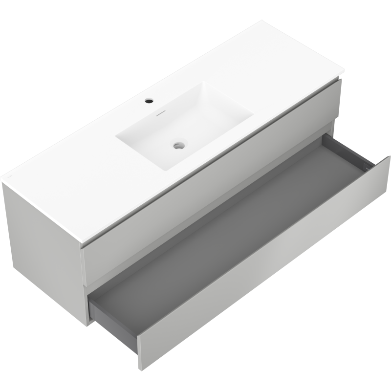 Mexen Orio meuble de salle de bains 140 cm avec lavabo Otis, 2 tiroirs, gris mat/blanc mat - 91A10-14047-2-BFF62-W18M01