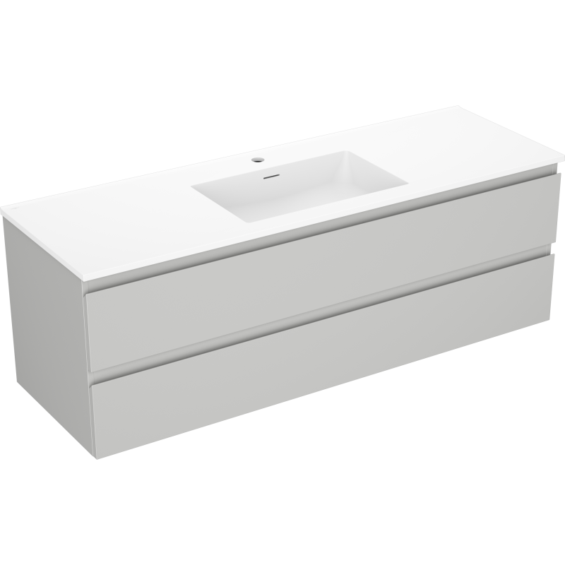 Mexen Orio bathroom cabinet 140 cm with Otis washbasin, 2 drawers, gray matte/white matte - 91A10-14047-2-BFF62-W18M01