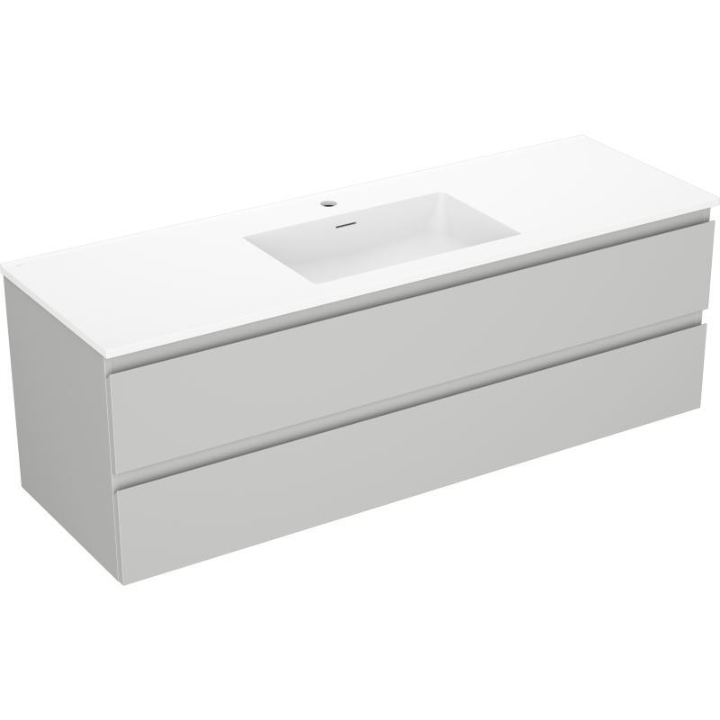 Mexen Orio meuble de salle de bains 140 cm avec lavabo Otis, 2 tiroirs, gris mat/blanc mat - 91A10-14047-2-BFF62-W18M01