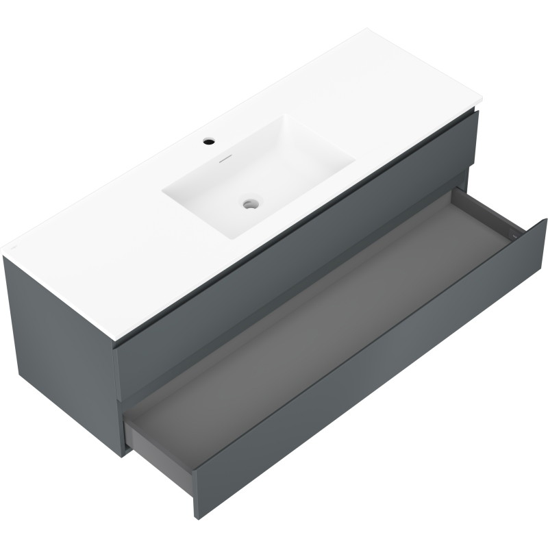 Mexen Orio mobile bagno 140 cm con lavabo Otis, 2 cassetti, grafite opaco/bianco opaco - 91A10-14047-2-BFF66-W18M01