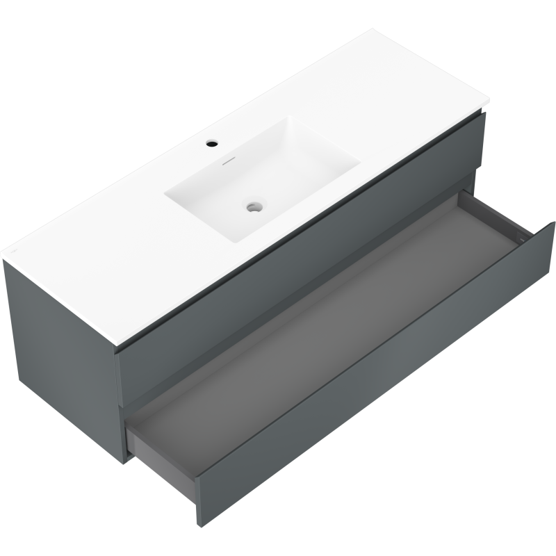 Mexen Orio móvel de casa de banho 140 cm com lavatório Otis, 2 gavetas, grafite mate/branco mate - 91A10-14047-2-BFF66-W18M01