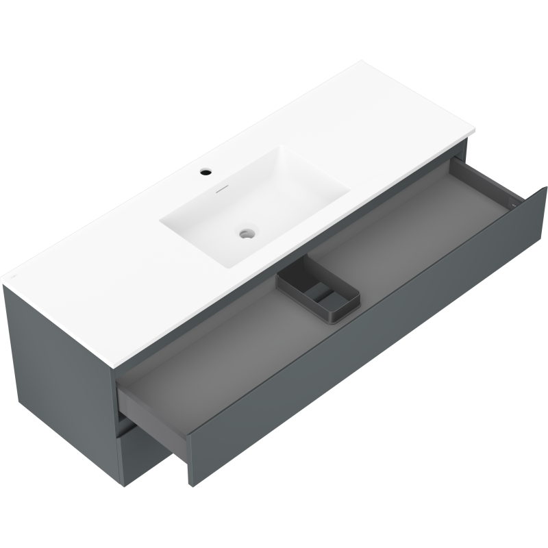 Mexen Orio gabinete de baño de 140 cm con lavabo Otis, 2 cajones, grafito mate/blanco mate - 91A10-14047-2-BFF66-W18M01
