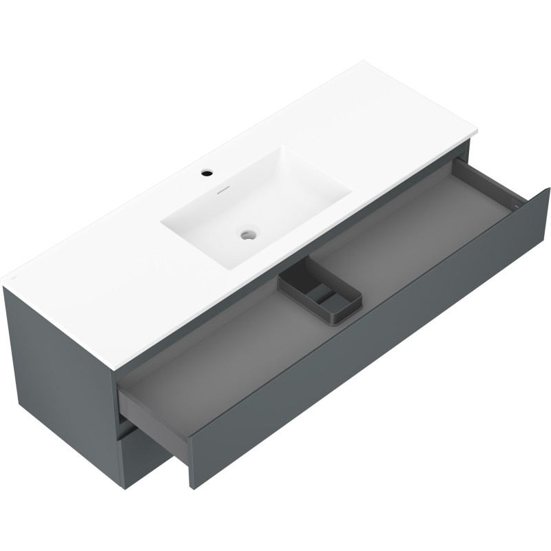 Mexen Orio mobile bagno 140 cm con lavabo Otis, 2 cassetti, grafite opaco/bianco opaco - 91A10-14047-2-BFF66-W18M01