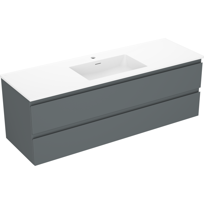 Mexen Orio meuble de salle de bain 140 cm avec lavabo Otis, 2 tiroirs, graphite mat/blanc mat - 91A10-14047-2-BFF66-W18M01