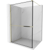 Mexen Kioto+ paroi de douche avec étagère Walk-in 100 x 200 cm, cadre noir, doré - 800-100-121-50-70