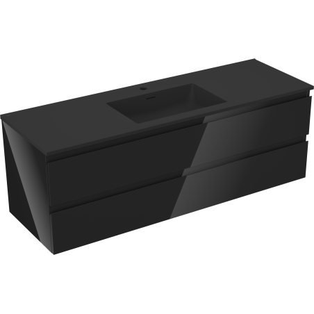 Mexen Orio 140 cm Bathroom Cabinet with Otis Sink, 2 Drawers, Black Gloss/Black Matte - 91A10-14047-2-BFF70-W18M71