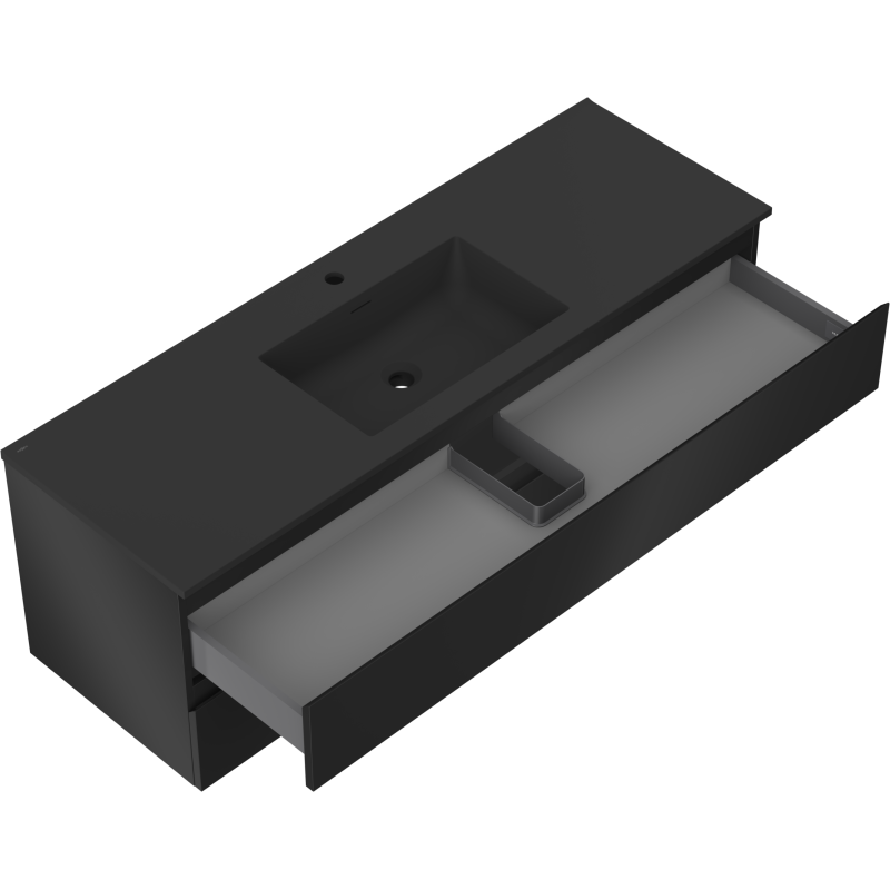 Mexen Orio bathroom cabinet 140 cm with Otis sink, 2 drawers, black matte - 91A10-14047-2-BFF71-W18M71