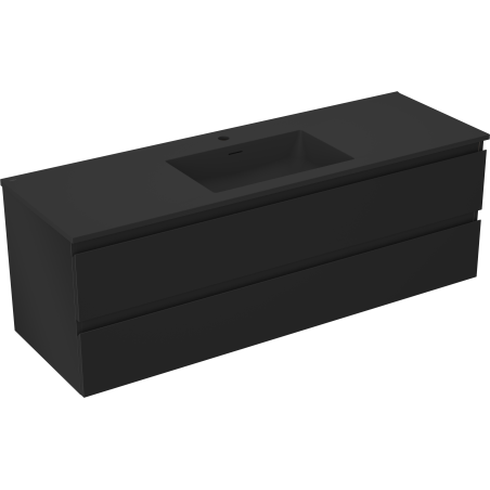 Mexen Orio Badezimmerschrank 140 cm mit Waschbecken Otis, 2 Schubladen, schwarz matt - 91A10-14047-2-BFF71-W18M71