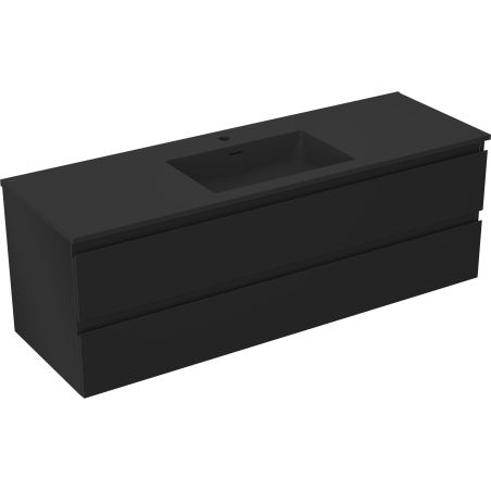 Mexen Orio meuble de salle de bain 140 cm avec lavabo Otis, 2 tiroirs, noir mat - 91A10-14047-2-BFF71-W18M71