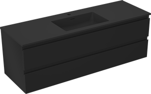 Mexen Orio mueble de baño de 140 cm con lavabo Otis, 2 cajones, negro mate - 91A10-14047-2-BFF71-W18M71