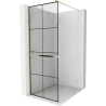 Mexen Kioto+ Duschwand mit Regal Walk-in 90 x 200 cm, schwarzes Gitter, gold - 800-090-121-50-77