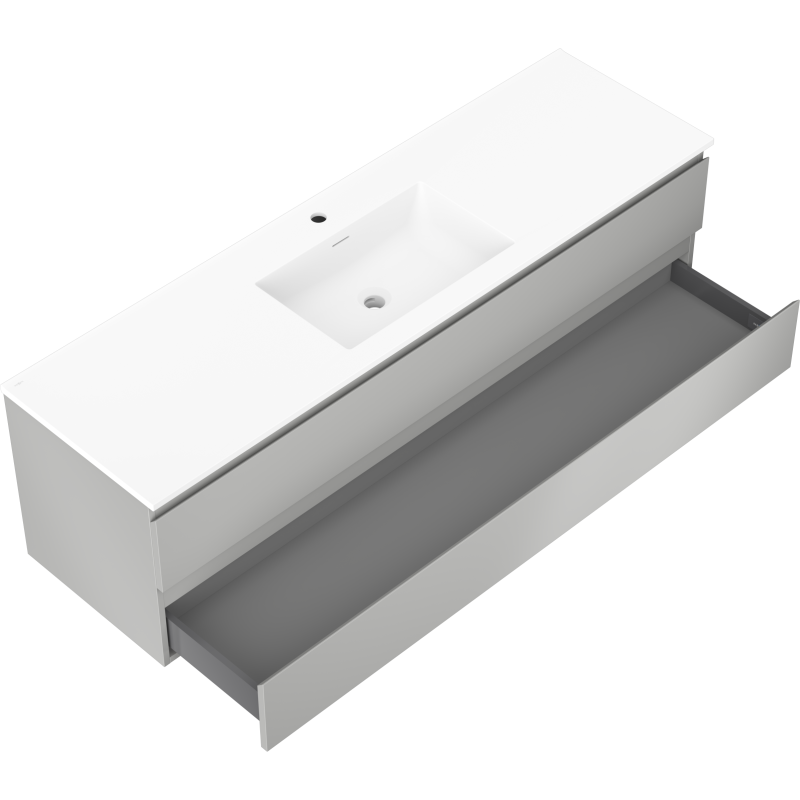 Mexen Orio armario de baño 160 cm con lavabo Otis, 2 cajones, gris mate/blanco mate - 91A10-16047-2-BFF62-W18M01