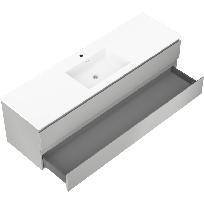 Mexen Orio Badezimmerschrank 160 cm mit Waschbecken Otis, 2 Schubladen, grau matt/weiß matt - 91A10-16047-2-BFF62-W18M01