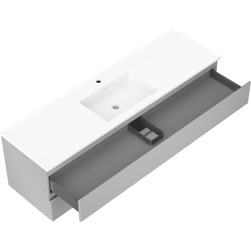 Mexen Orio armario de baño 160 cm con lavabo Otis, 2 cajones, gris mate/blanco mate - 91A10-16047-2-BFF62-W18M01