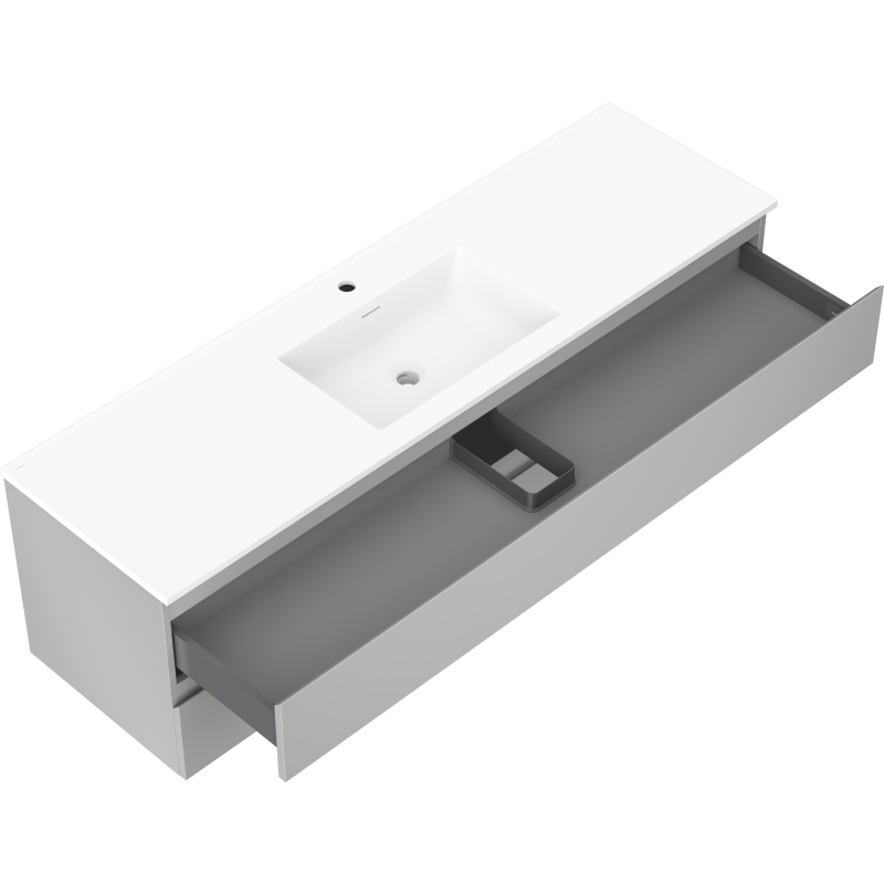 Mexen Orio armário de casa de banho 160 cm com lavatório Otis, 2 gavetas, cinza mate/branco mate - 91A10-16047-2-BFF62-W18M01