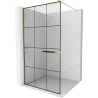 Mexen Kioto+ shower wall with shelf Walk-in 100 x 200 cm, black grid, gold - 800-100-121-50-77
