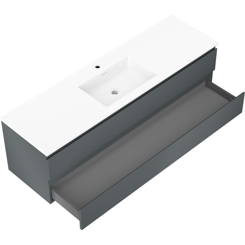 Mexen Orio meuble de salle de bains 160 cm avec lavabo Otis, 2 tiroirs, graphite mat/blanc mat - 91A10-16047-2-BFF66-W18M01