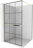 Mexen Kioto+ tuš paravan s policom Walk-in 110 x 200 cm, crna mreža, zlatna - 800-110-121-50-77