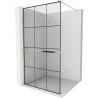 Mexen Kioto+ douchewand met plank Walk-in 120 x 200 cm, zwart rooster, goud - 800-120-121-50-77