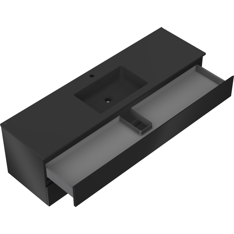 Mexen Orio badkamerkast 160 cm met wastafel Otis, 2 lades, zwart mat - 91A10-16047-2-BFF71-W18M71