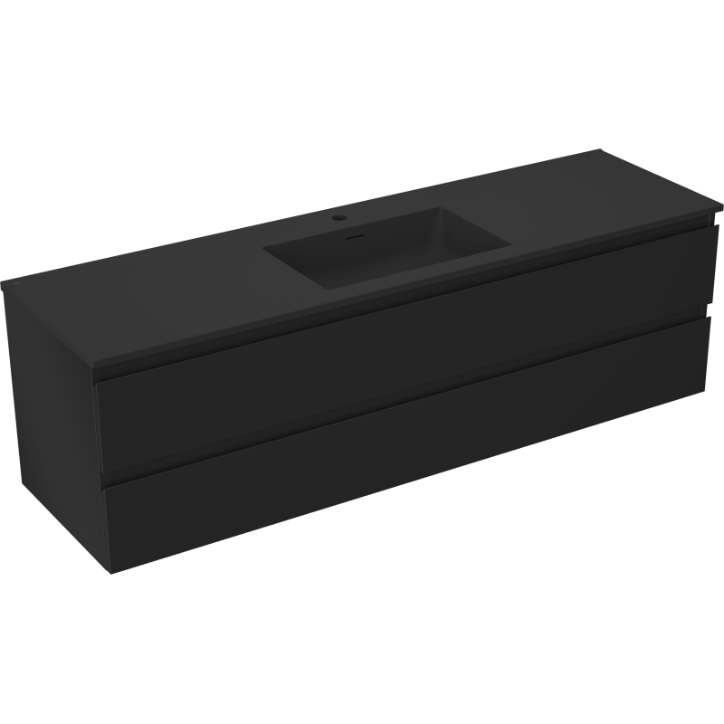 Mexen Orio meuble de salle de bain 160 cm avec lavabo Otis, 2 tiroirs, noir mat - 91A10-16047-2-BFF71-W18M71