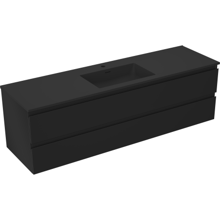 Mexen Orio armario de baño 160 cm con lavabo Otis, 2 cajones, negro mate - 91A10-16047-2-BFF71-W18M71