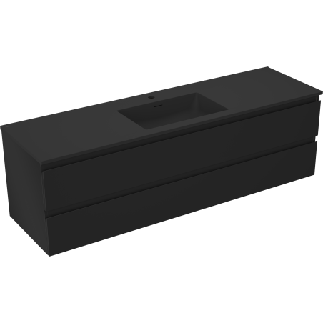 Mexen Orio bathroom cabinet 160 cm with Otis sink, 2 drawers, black matt - 91A10-16047-2-BFF71-W18M71