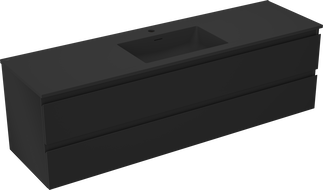 Mexen Orio bathroom cabinet 160 cm with Otis sink, 2 drawers, black matt - 91A10-16047-2-BFF71-W18M71
