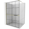 Mexen Kioto+ paroi de douche avec étagère Walk-in 140 x 200 cm, grille noire, dorée - 800-140-121-50-77