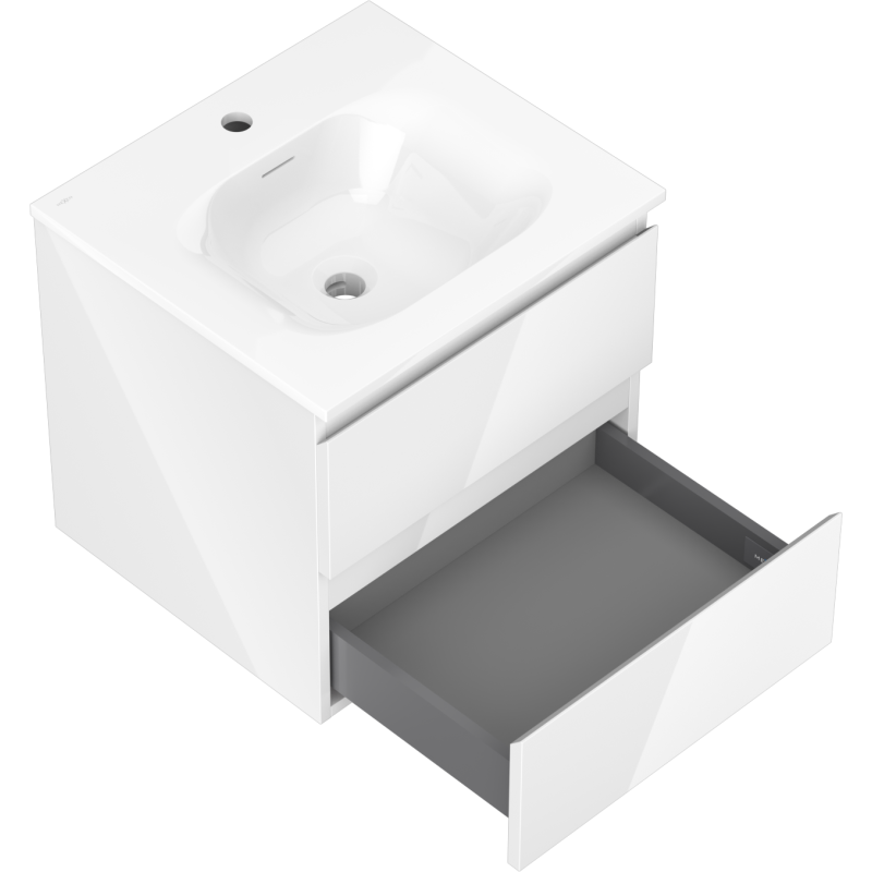 Mexen Orio armario de baño de 50 cm con lavabo Vela, 2 cajones, blanco brillo - 91A10-05047-2-BFF00-W23M00