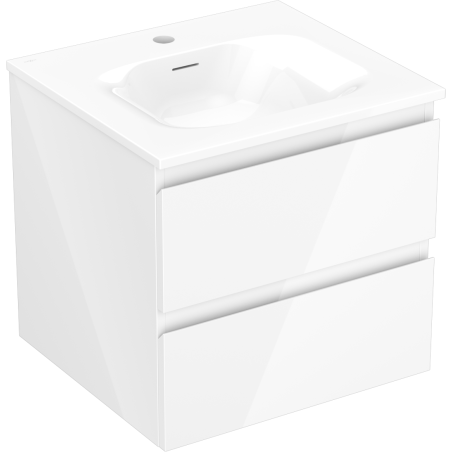 Mexen Orio Badezimmerschrank 50 cm mit Waschbecken Vela, 2 Schubladen, weiß glänzend - 91A10-05047-2-BFF00-W23M00