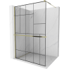 Mexen Kioto+ shower wall with Walk-in shelf 80 x 200 cm, black pattern, gold - 800-080-121-50-78