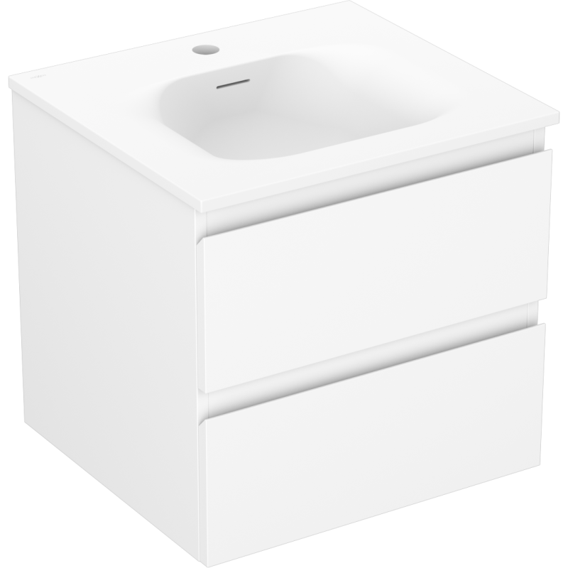 Mexen Orio Badezimmerschrank 50 cm mit Waschbecken Vela, 2 Schubladen, weiß matt - 91A10-05047-2-BFF01-W23M01