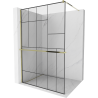 Mexen Kioto+ shower wall with shelf Walk-in 90 x 200 cm, black pattern, gold - 800-090-121-50-78