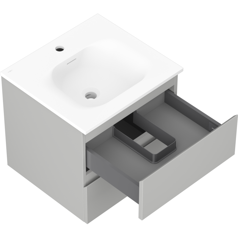 Mexen Orio mueble de baño de 50 cm con lavabo Vela, 2 cajones, gris mate/blanco mate - 91A10-05047-2-BFF62-W23M01
