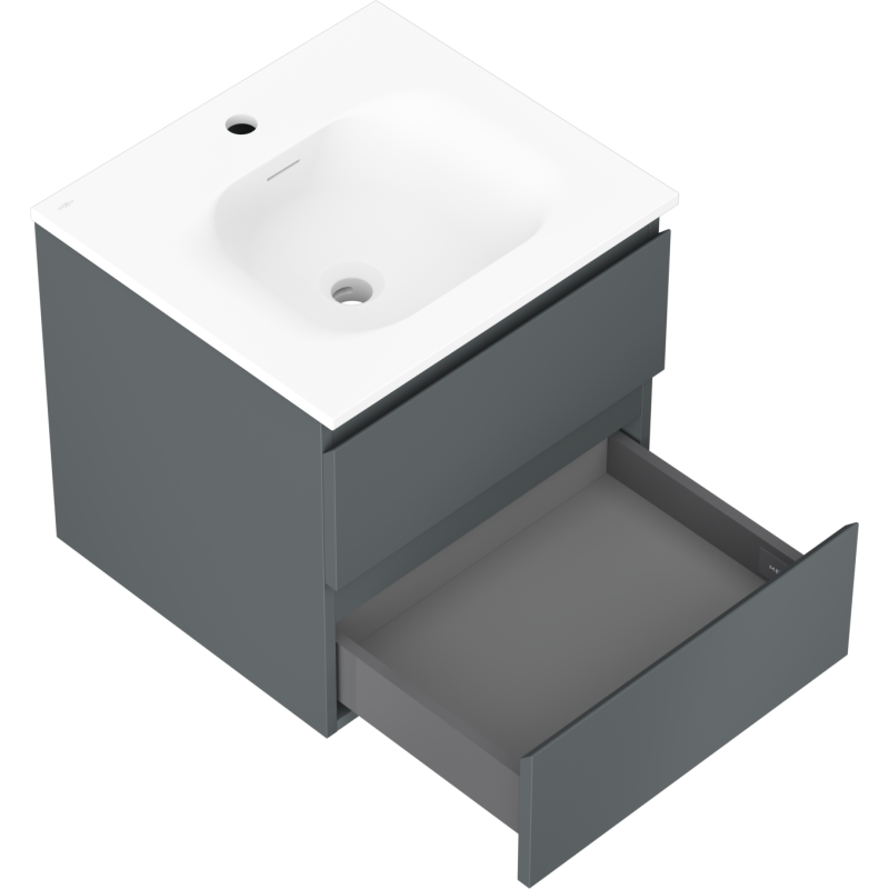 Mexen Orio armario de baño de 50 cm con lavabo Vela, 2 cajones, grafito mate/blanco mate - 91A10-05047-2-BFF66-W23M01