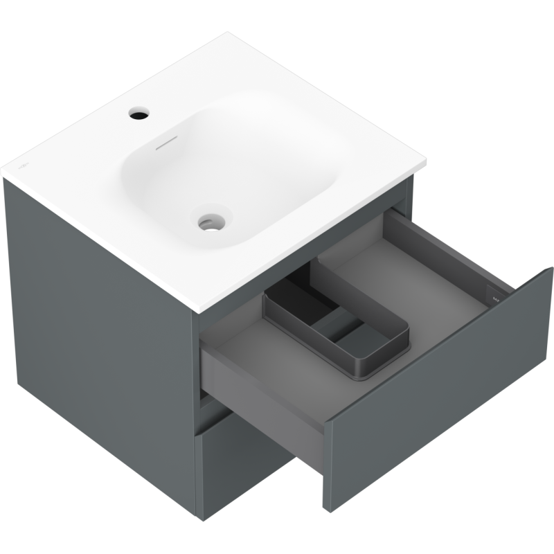 Mexen Orio armoire de salle de bain 50 cm avec lavabo Vela, 2 tiroirs, graphite mat/blanc mat - 91A10-05047-2-BFF66-W23M01