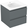 Mexen Orio Badschrank 50 cm mit Waschbecken Vela, 2 Schubladen, Graphit Matt/Weiß Matt - 91A10-05047-2-BFF66-W23M01