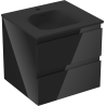 Mexen Orio 50 cm bathroom cabinet with Vela sink, 2 drawers, black gloss/matt black - 91A10-05047-2-BFF70-W23M71