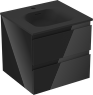 Mexen Orio Badschrank 50 cm mit Waschbecken Vela, 2 Schubladen, Schwarz Glanz/Schwarz Matt - 91A10-05047-2-BFF70-W23M71