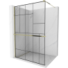 Mexen Kioto+ douchewand met plank Walk-in 130 x 200 cm, zwart patroon, goud - 800-130-121-50-78