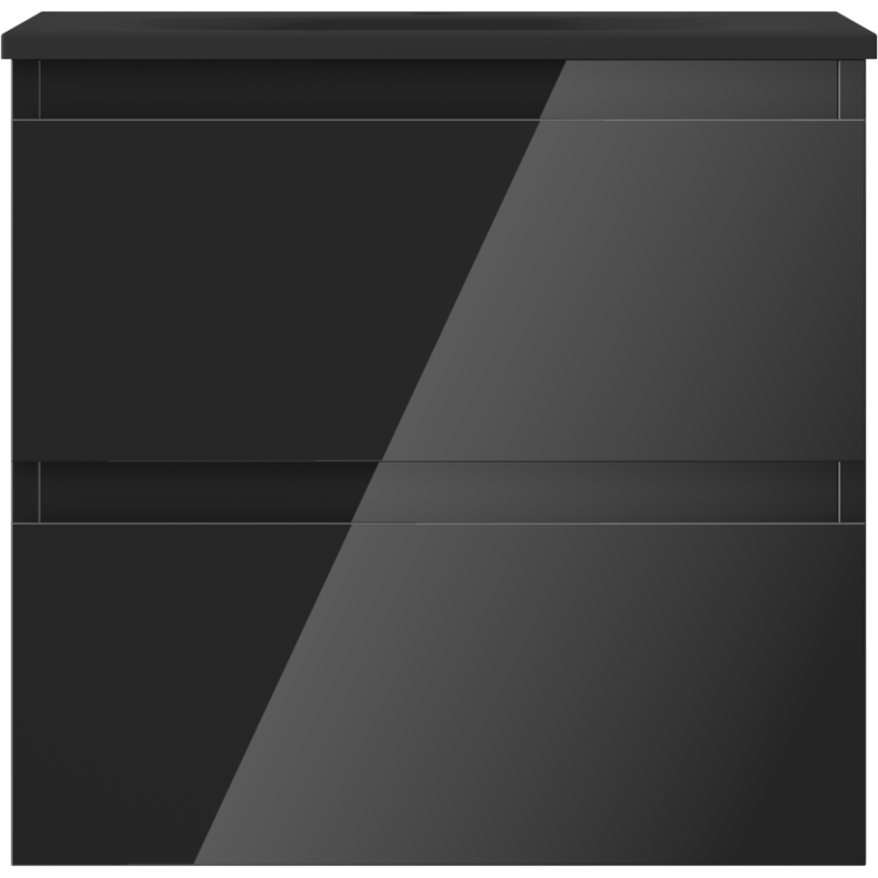 Mexen Orio Badschrank 50 cm mit Waschbecken Vela, 2 Schubladen, Schwarz Glanz/Schwarz Matt - 91A10-05047-2-BFF70-W23M71