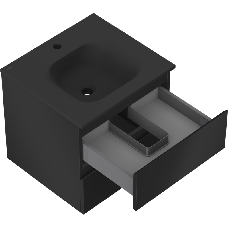 Mexen Orio gabinete de baño 50 cm con lavabo Vela, 2 cajones, negro mate - 91A10-05047-2-BFF71-W23M71