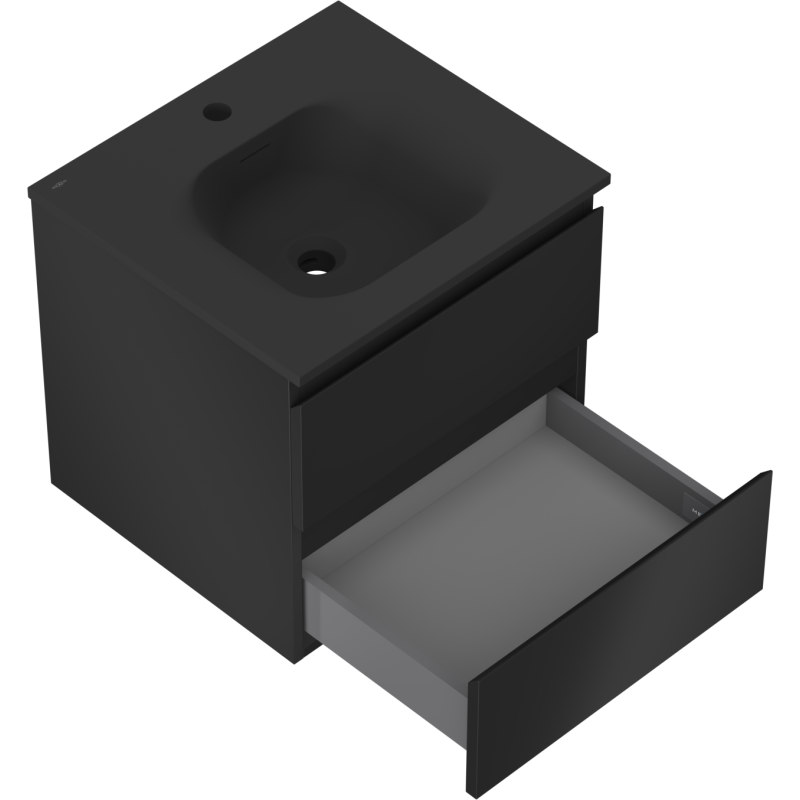 Mexen Orio armário de casa de banho 50 cm com lavatório Vela, 2 gavetas, preto mate - 91A10-05047-2-BFF71-W23M71