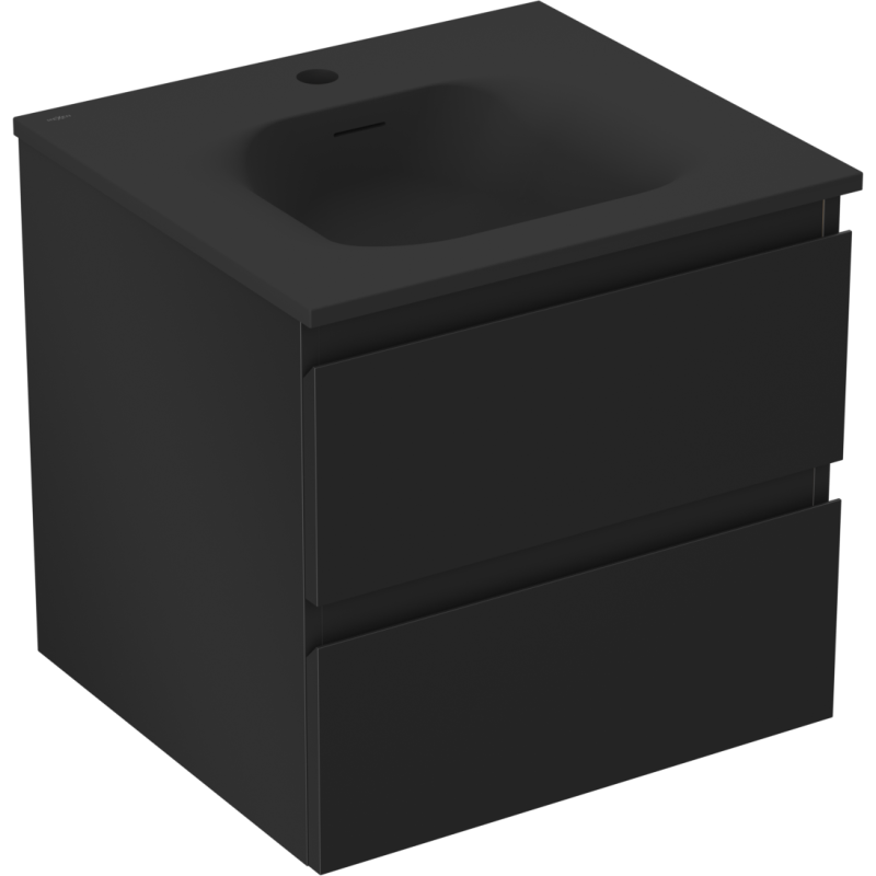 Mexen Orio Badezimmerschrank 50 cm mit Waschbecken Vela, 2 Schubladen, schwarz matt - 91A10-05047-2-BFF71-W23M71
