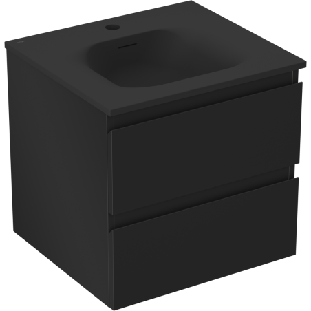Mexen Orio Badezimmerschrank 50 cm mit Waschbecken Vela, 2 Schubladen, schwarz matt - 91A10-05047-2-BFF71-W23M71